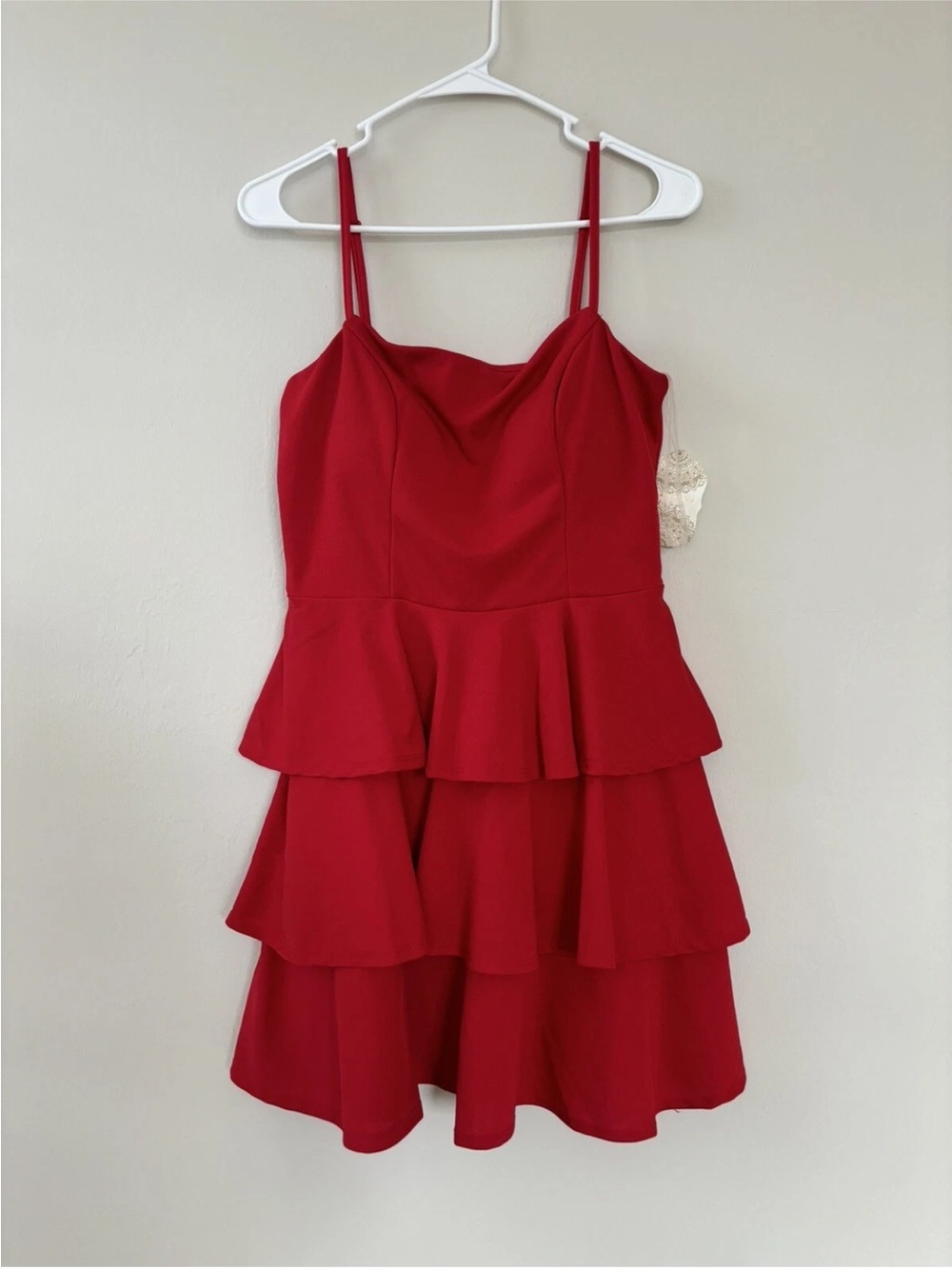 Altar’d State Dress Size Large Red Tiered Ruffle Layered Dress Sleeveless NEW